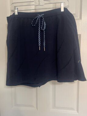 Talbots Navy Blue Performance Skort with Laser-Cut Detail XL